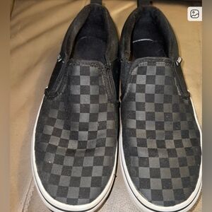 Vans Black Checkered Slip-On Sneakers 10